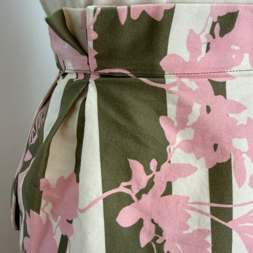 *Sold* Johanna Ortiz 2017 collection Pink & Olive Green Floral Wrap Skirt - Picture 9 of 10